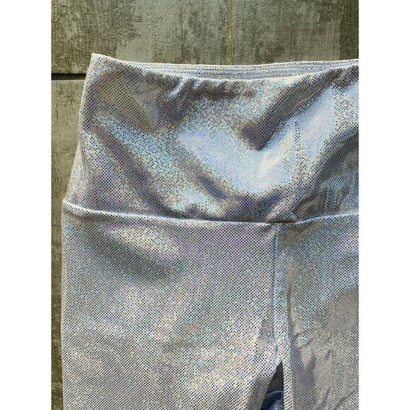 $98 GOLDSHEEP White Shimmer Hologram Full Length Leggings Festival NEW Rave S - Picture 3 of 8